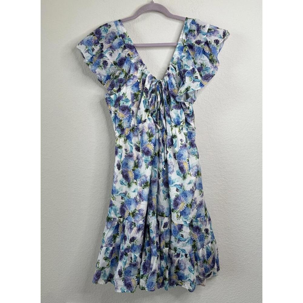 J.Crew Voile Mini Dress Women’s Sz L Babydoll Floral Ruffle Milkmaid Flowy Fairy